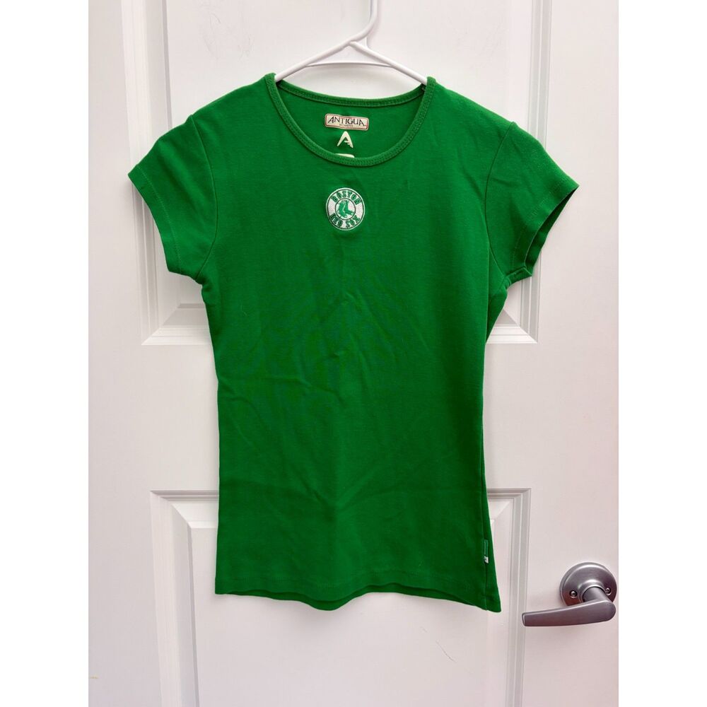 Boston Red Sox Kelly Green Womens Small Fitted T Shirt Embroidered Logo Baby Tee